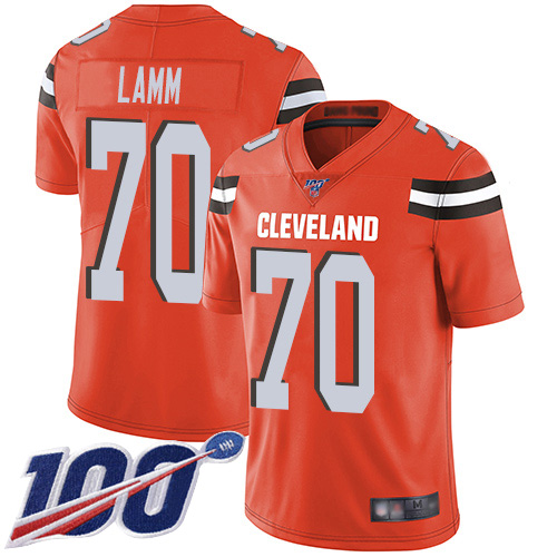 Cleveland Browns Kendall Lamm Men Orange Limited Jersey #70 NFL Football Alternate 100th Season Vapor Untouchable